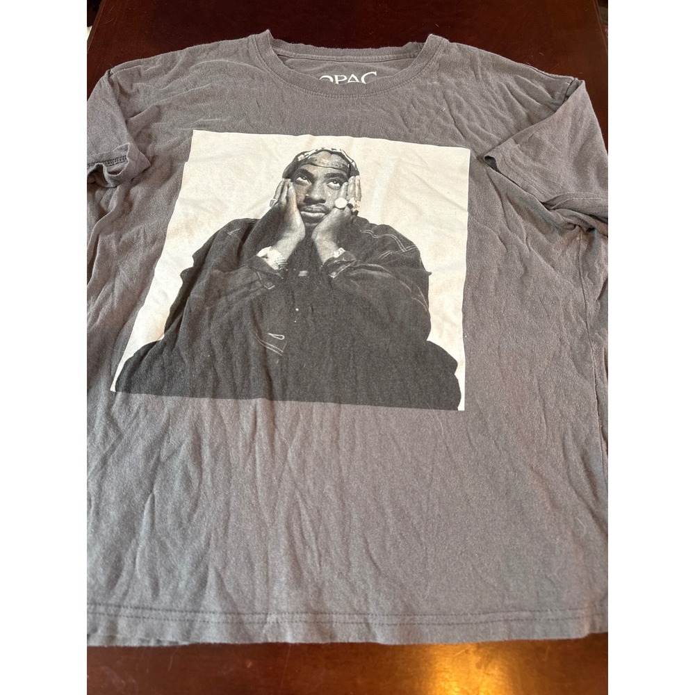 2Pac Graphic T-Shirt Charcoal Grey XXL Mens Short Sleeve Hip Hop Rap Tee 2023